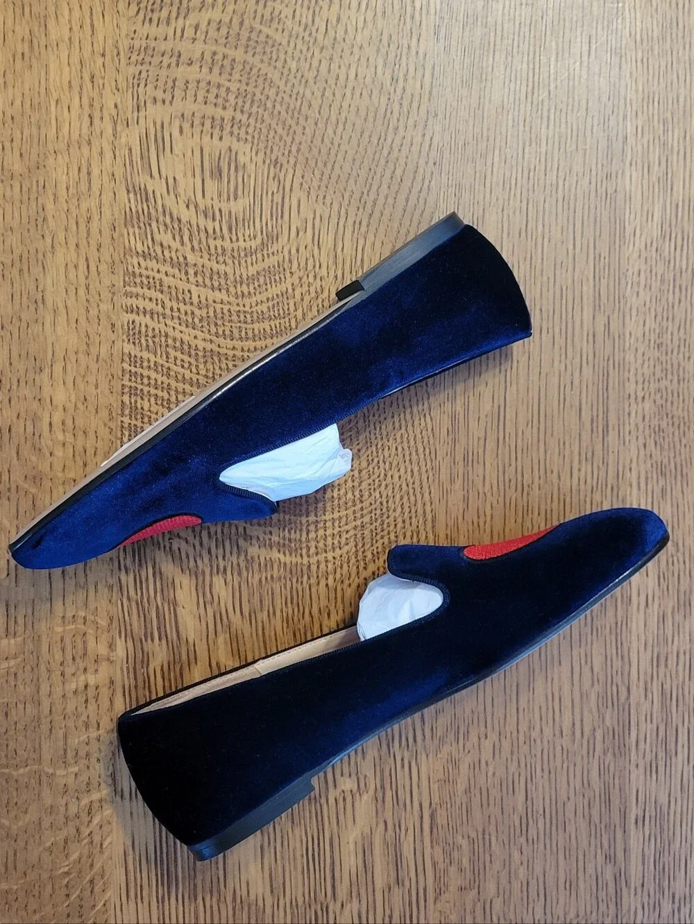 J. Crew Made-in-Italy Smoking Slippers - navy, red - Picture 10 of 13